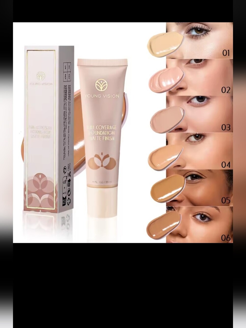 young vision Full Coverage Matte Finish Foundation - Natural Beige (Shade 03)